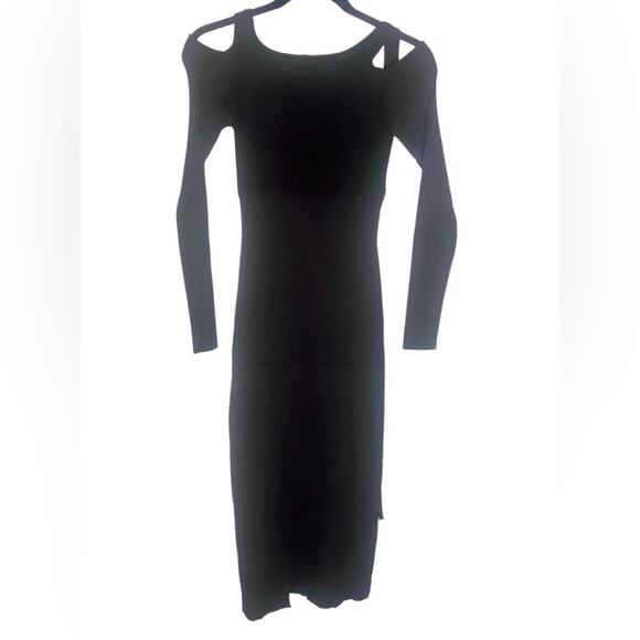 Elliatt Marisol Black Ribbed Sweetheart Knit Midi Dress XS NWT Edgy Minimalist - Picture 6 of 8